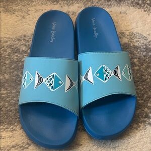 Vera Bradley Blue Fish Pattern Sandals size Large 9/10